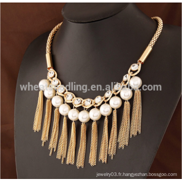 Vente en gros de perles en perles de Chine Collier plaqué or Accessoires pour femmes